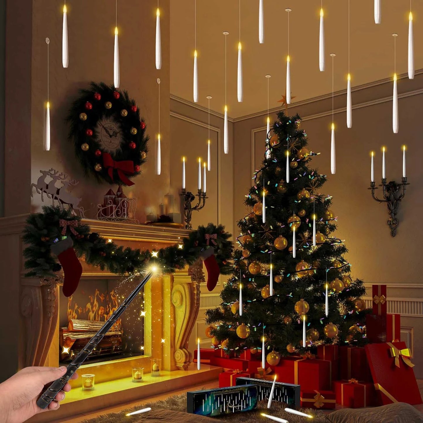 LED Floating Candles with Magic Wand ( 12-60PCS  )