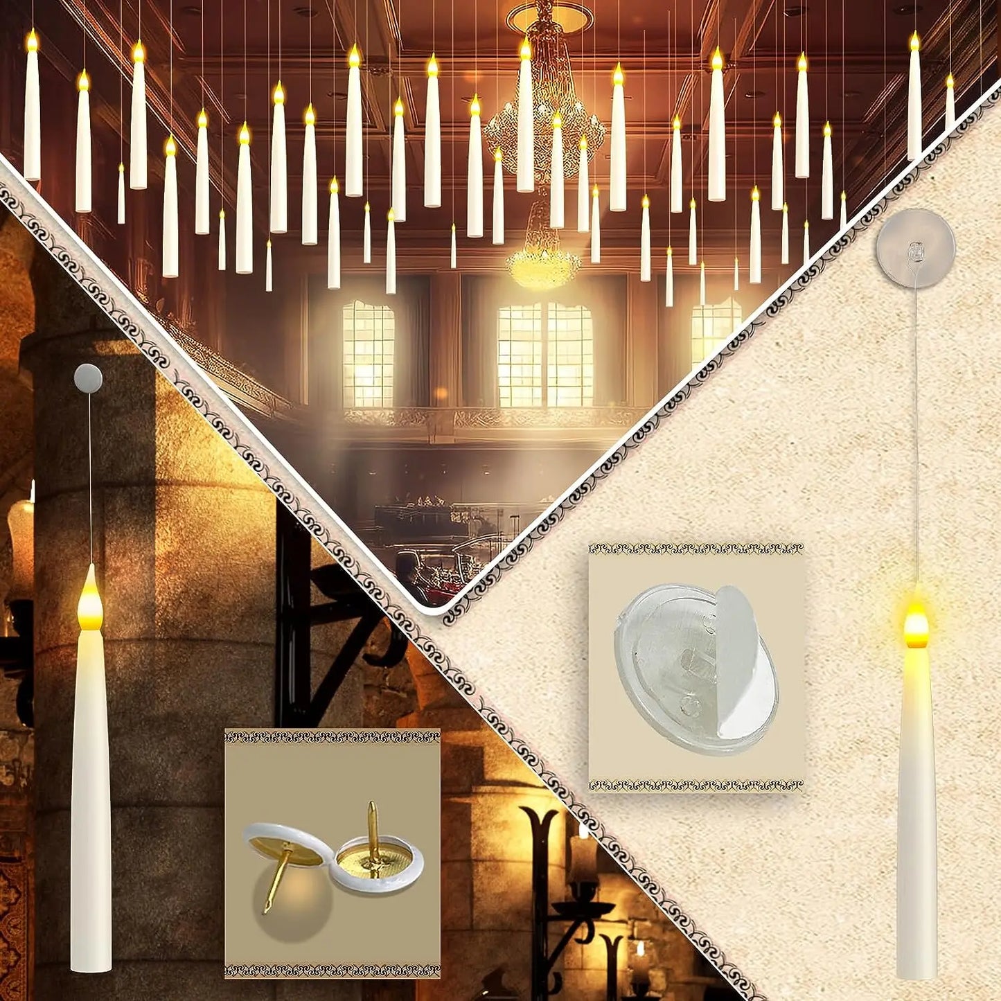 LED Floating Candles with Magic Wand ( 12-60PCS  )