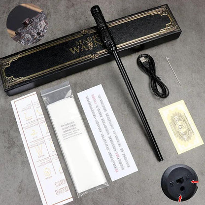 Snap Magic Wand with packaging, USB cable, and accessories on a gray surface